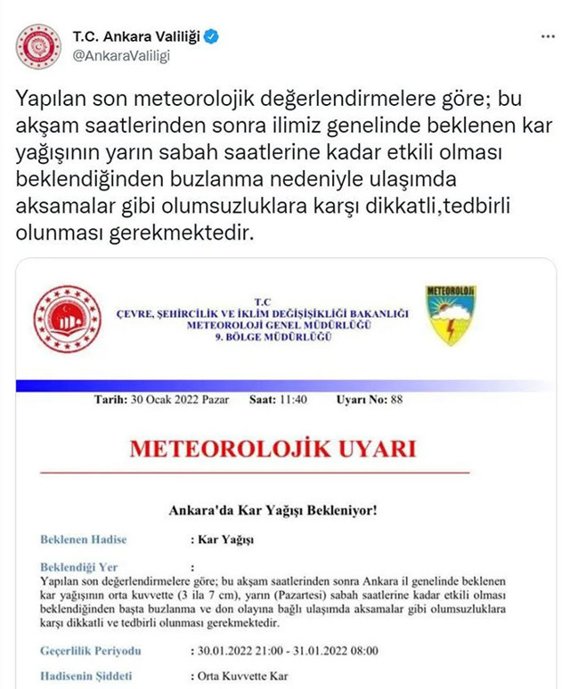 Ankara için 'kar alarmı' verildi! Bu akam başlıyor yarına kadar yoğun kar var - Resim: 0