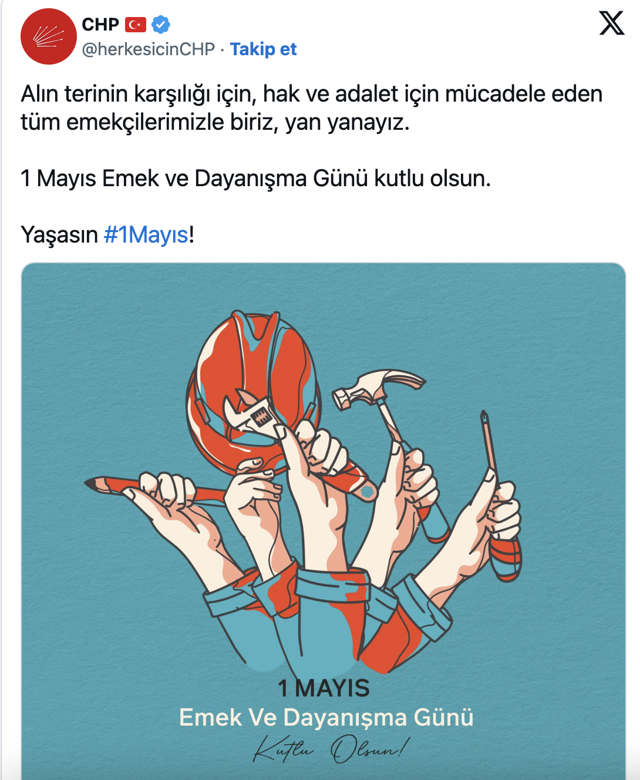 CHP'den 1 Mayıs paylaşımı sosyal medyadan paylaştı - Resim: 0