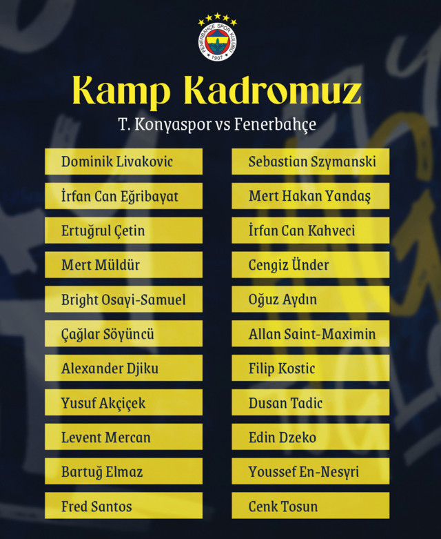 Fenerbahçe'de TÜMOSAN Konyaspor maçının kamp kadrosu belli oldu - Resim: 0