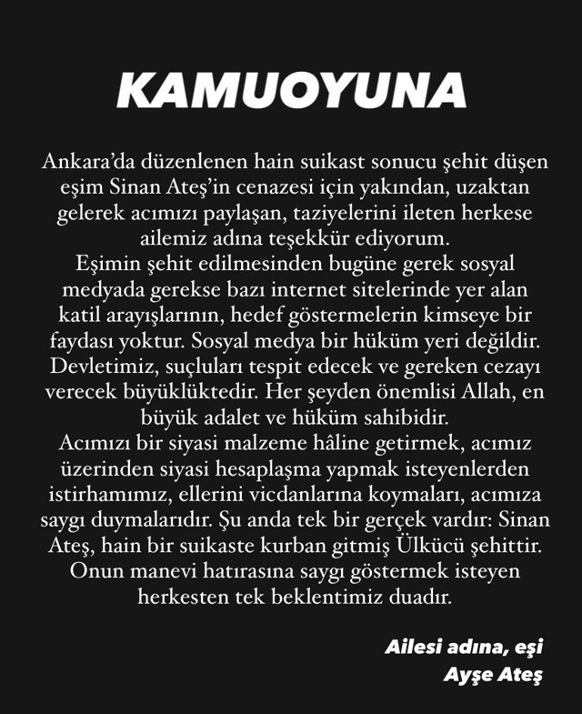 Silahlı saldırı sonucu hayatını kaybetmişti! Ülkü Ocakları eski Başkanı Sinan Ateş'in ailesinden ilk açıklama - Resim: 0
