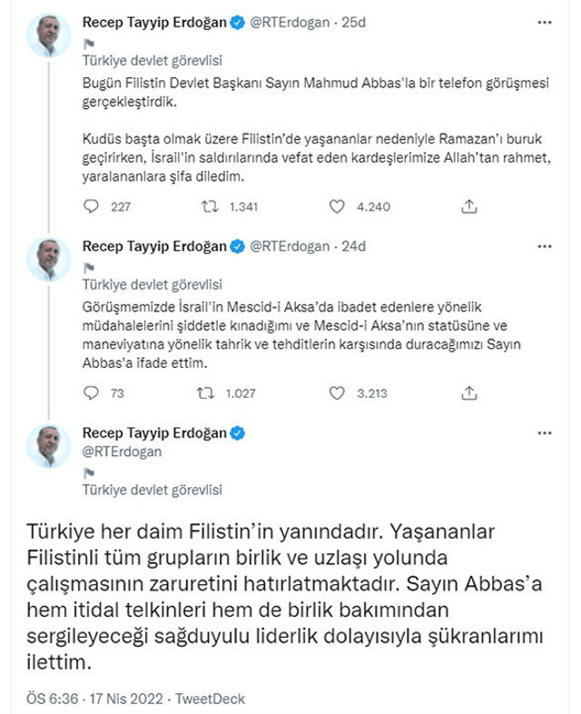 Cumhurbaşkanı Erdoğan ile Filistin Devlet Başkanı Abbas ile görüştü - Resim: 0