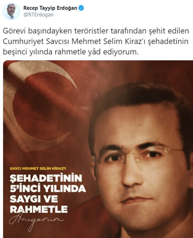 Cumhurbaşkanı Erdoğan PKK tarafından şehit edilen Mehmet Selim Kiraz'ı andı - Resim: 0