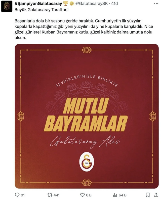 Spor kulüplerinden Kurban Bayramı mesajı - Resim: 0