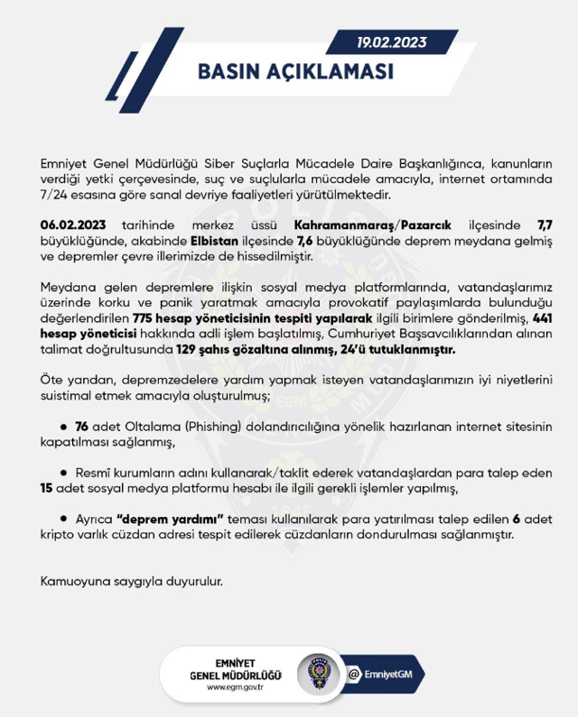 Deprem provokatörleri tutuklandı! Emniyet: 775 hesap yöneticisi tespit edildi - Resim: 0