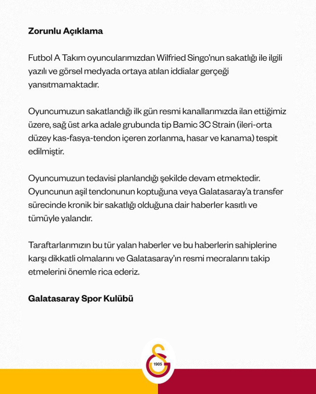 Galatasaray'dan Wilfried Singo hakkındaki iddialara zehir zemberek yanıt - Resim: 2