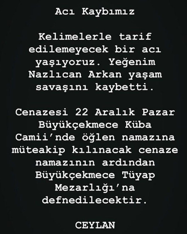 Ceylan'ın yeğeni Nazlıcan Arkan neden öldü ölüm sebebi yıktı - Resim: 1