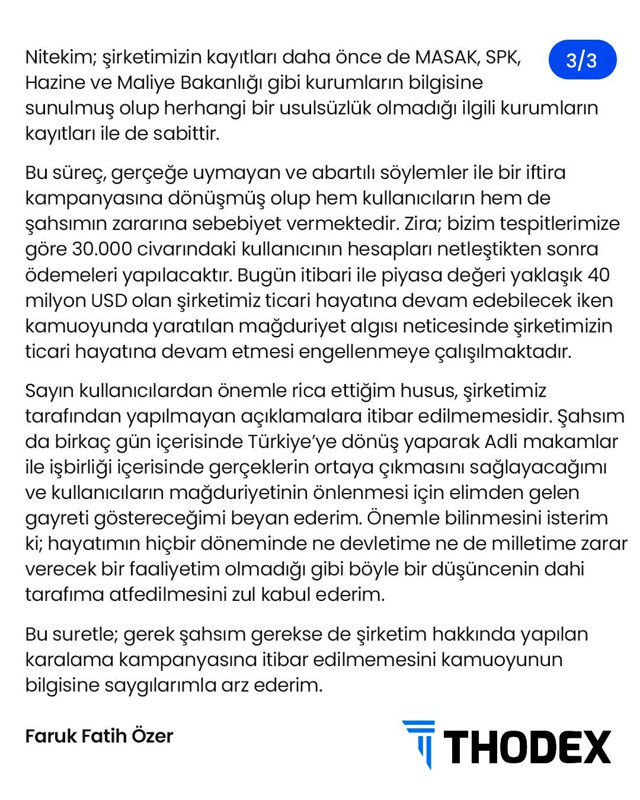 Thodex'in kurucusu Fatih Faruk Özer'den flaş açıklama: Yatırımcılarla görüşmeye gittim döneceğim - Resim: 2
