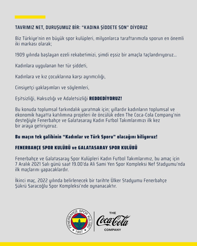 Galatasaray ve Fenerbahçe kadına yönelik şiddete karşı farkındalık oluşturacak - Resim: 1