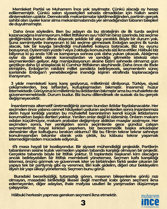 Muharrem İnce 'biz bu oyunu bozuyoruz' diyerek seçim planını sosyal medyada paylaştı - Resim: 2