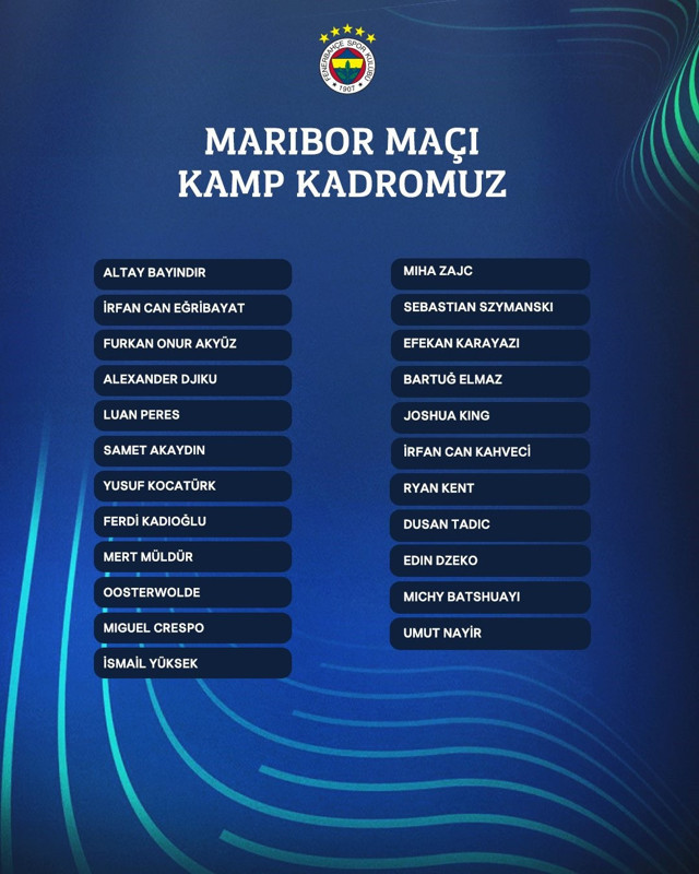 Fenerbahçe'nin Maribor maçı kamp kadrosu belli oldu! İki isim riske edilmedi - Resim: 0