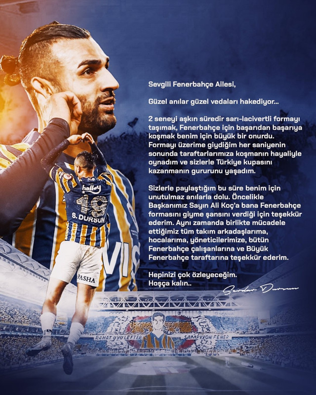 Serdar Dursun'dan Fenerbahçe'ye veda mesajı - Resim: 0