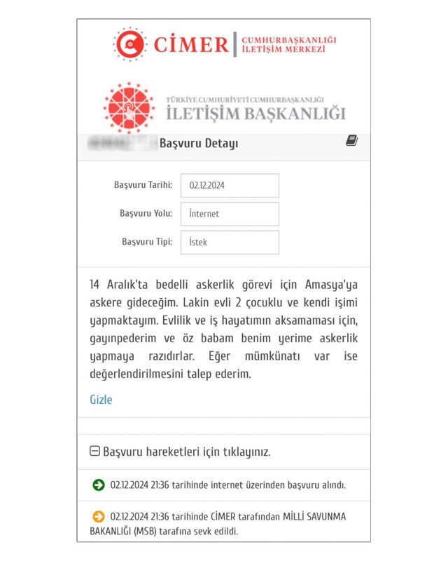 CİMER'e yapılan başvuru şaşırttı: Askere babam gitsin - Resim: 0