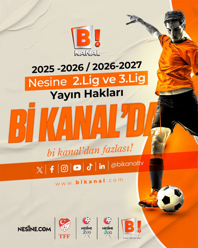 TFF Nesine 2. Lig ve 3. Lig 2025-2026 ve 2026-2027 sezonu futbol maçları Bi Kanal'da - Resim: 0