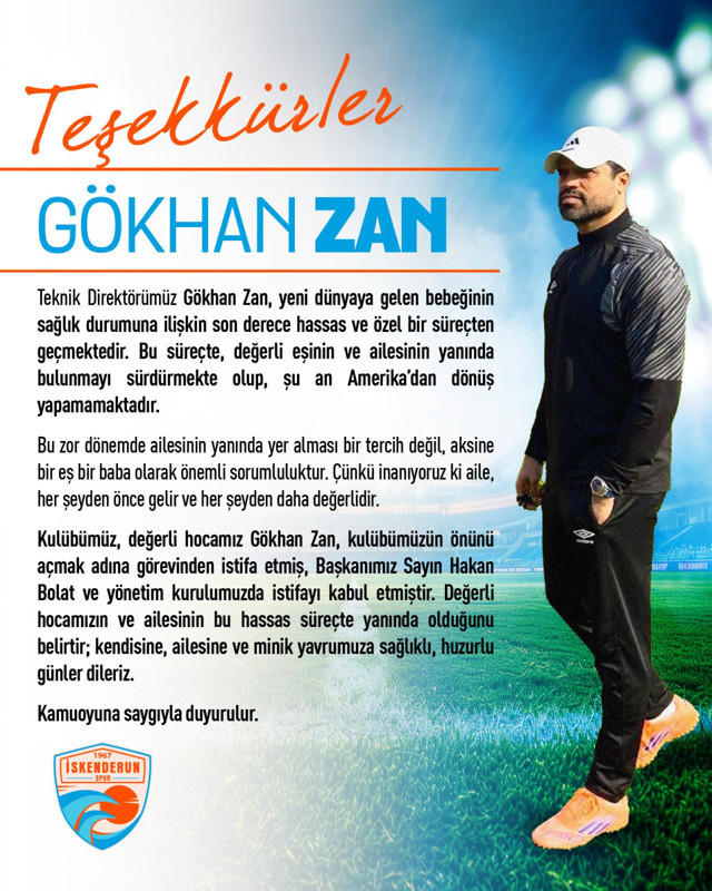 İskenderunspor'da Gökhan Zan ile yollar ayrıldı - Resim: 0