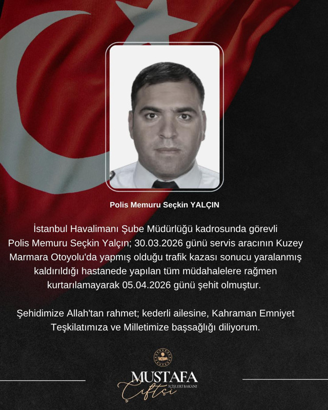 İstanbul'daki kazada yaralanan polis memuru Seçkin Yalçın şehit oldu - Resim: 0