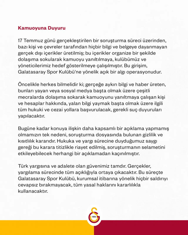 Galatasaray'dan bahis iddialarına sert açıklama: Yasal haklarımızı kullanacağız - Resim: 0