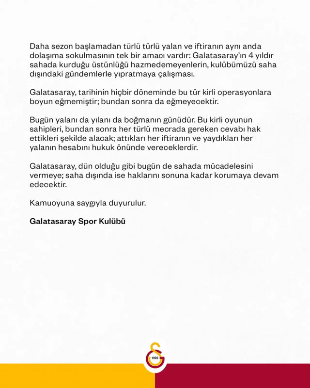 Galatasaray'dan bahis iddialarına sert açıklama: Yasal haklarımızı kullanacağız - Resim: 1