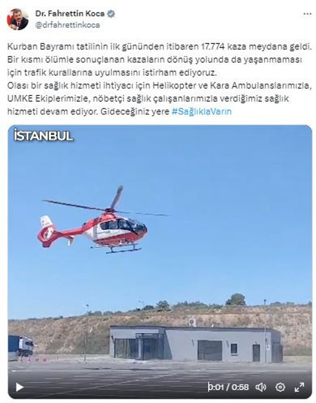 Sağlık Bakanı Fahrettin Koca, Kurban Bayramı tatilinin kaza bilançosunu açıkladı - Resim: 0