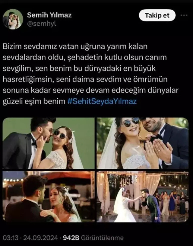 Eşinden şehit Şeyda Yılmaz'a ağlatan veda! Vatan uğruna yarım kalan sevdalardan... - Resim: 0