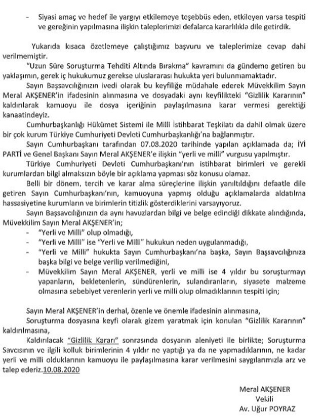 Meral Akşener'den FETÖ başvurusu! Erdoğan'ın 'milli ve yerli' sözünü kanıt gösterdi - Resim: 1