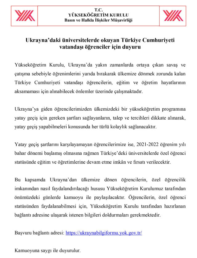 YÖK'den Ukrayna'dan dönen Türk öğrenciler için karar - Resim: 0