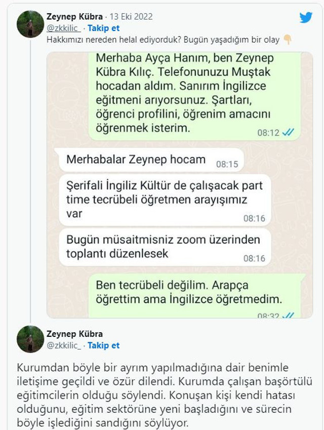 Özel okuldan öğretmene çirkin mesaj: Çocuklar var türbanlı istemiyoruz - Resim: 1