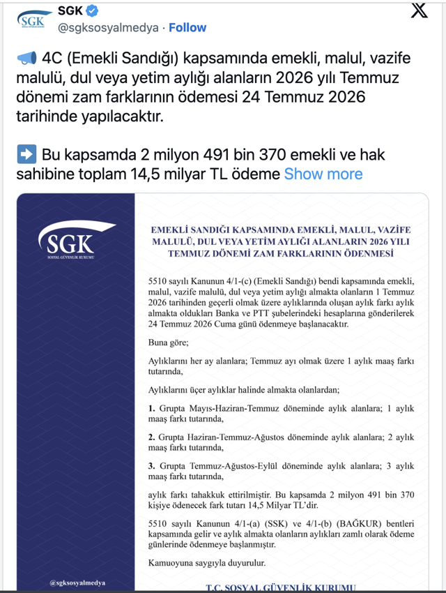 Emekli dört gözle bekliyordu! Zam farkının hesaplara yatacağı tarih belli oldu - Resim: 0