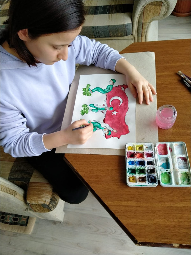 Rize'de lise öğrencisinden sağlıkçıları duygulandıracak resim - Resim: 1