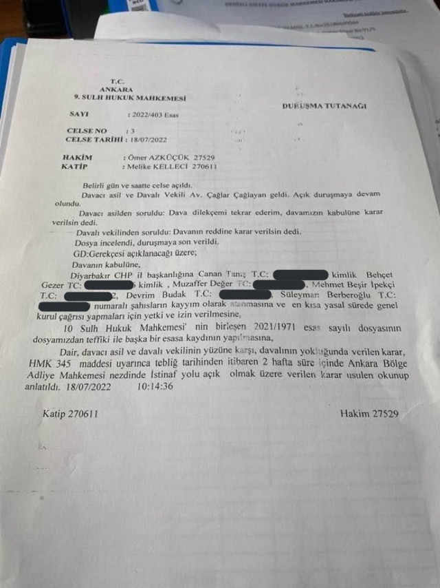 CHP'nin Diyarbakır il başkanlığına kayyum atandı! Mahkemeden şoke eden karar - Resim: 0