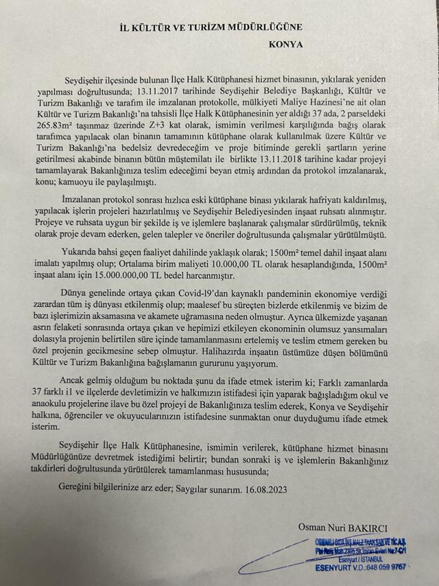 Seydişehir'deki kütüphaneye Osman Nuri Bakırcı'nın ismi veriliyor - Resim: 1