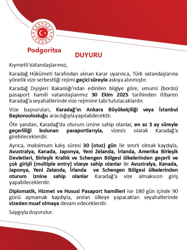 Bugün başladı: Türkler artık Karadağ'a giderken vize almak zorunda - Resim: 0
