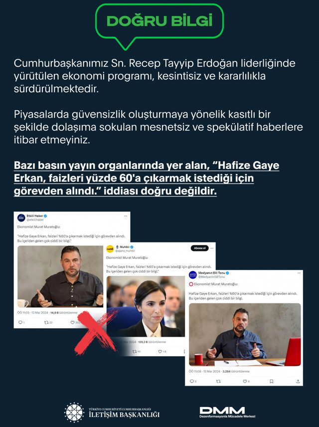 Dezenformasyonla Mücadele Merkezi'nden 'Hafize Gaye Erkan' açıklaması - Resim: 0