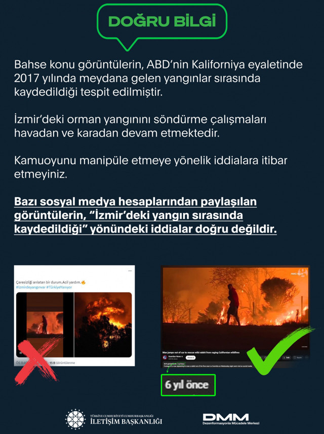 İletişim Başkanlığı İzmir yangınında çekildiği iddia edilen fotoğrafla ilgili açıklama yaptı - Resim: 0