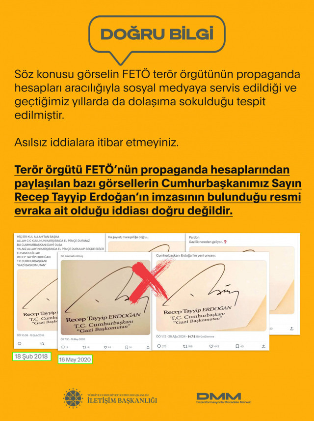 "Cumhurbaşkanı Erdoğan'ın imzasının bulunduğu resmi evrak" iddiasıyla yapılan paylaşımlara yalanlama - Resim: 0