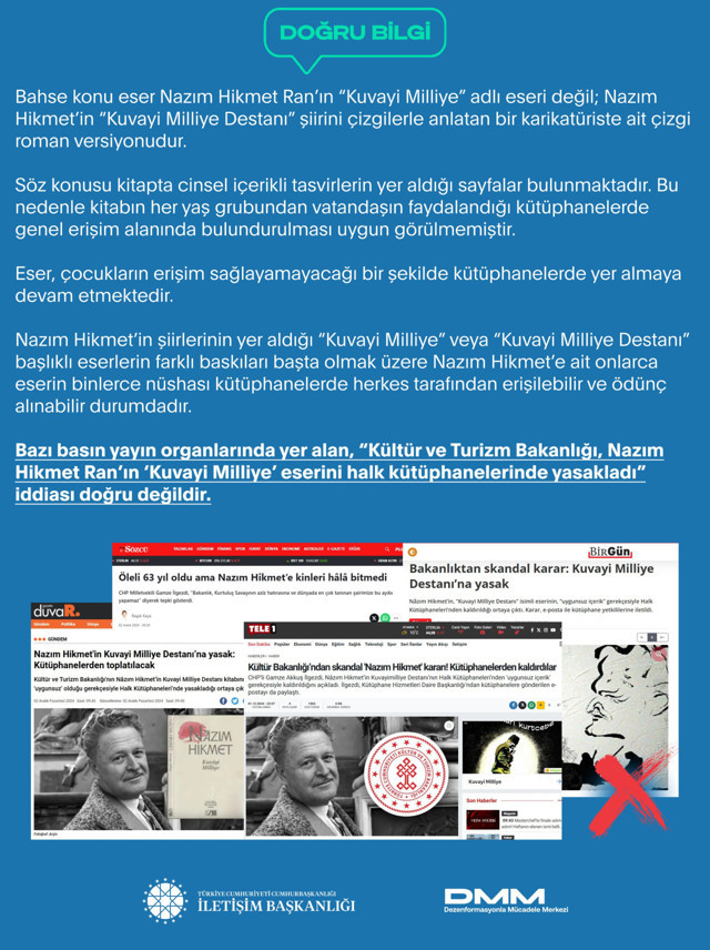 Halk kütüphanelerinde Nazım Hikmet'in "Kuvayı Milliye" eseri yasaklandı iddiası: DMM'den açıklama var - Resim: 0