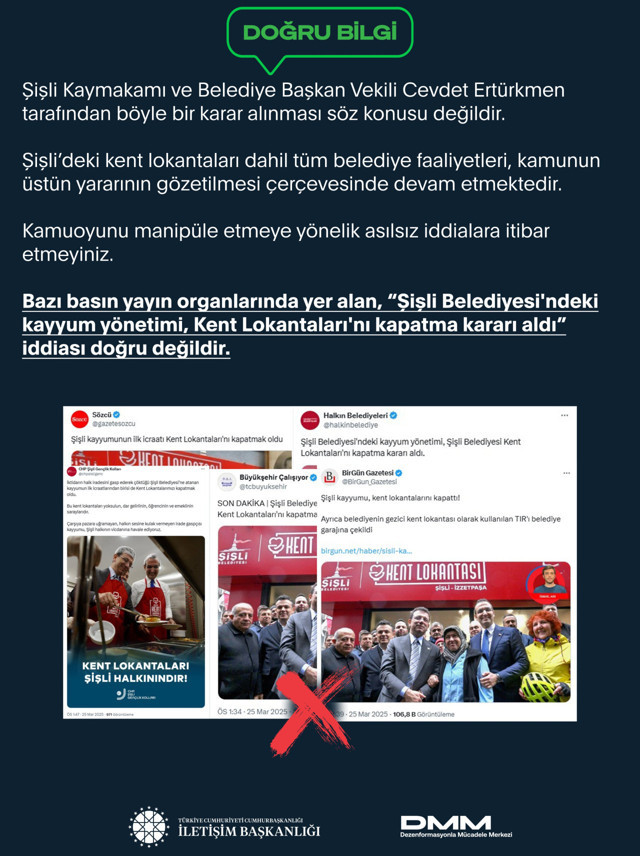 "Şişli Belediyesi'ndeki kayyum yönetimi, Kent Lokantaları'nı kapattı" iddiasına DMM'den yalanlama - Resim: 0