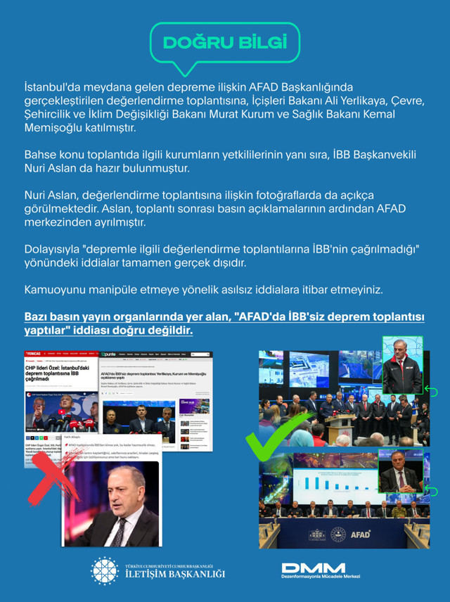 "AFAD'da İBB'siz deprem toplantısı yaptılar" iddiasına DMM'den yalanlama geldi - Resim: 0