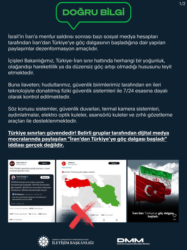 DMM'den, "İran'dan Türkiye'ye göç dalgası başladı" iddiasına yanıt - Resim: 0