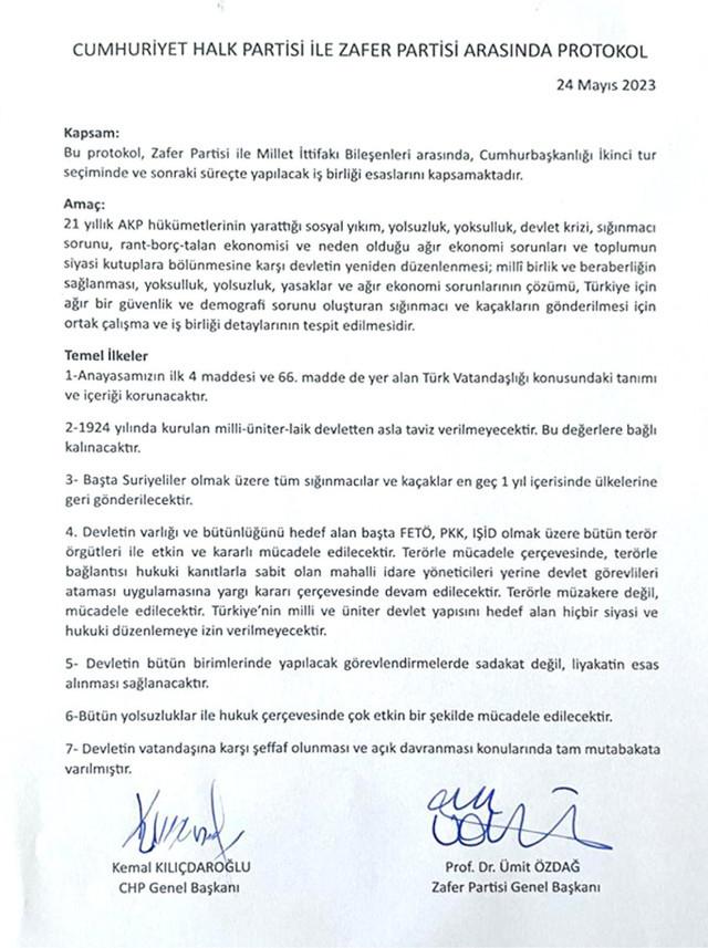 İşte o gizli protokol! Ümit Özdağ, Kemal Kılıçdaroğlu'nun protokolünü paylaştı! Neler vaat etmiş neler! - Resim: 1