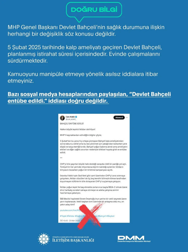 Devlet Bahçeli entübe edildi iddiasıyla ilgili peş peşe iki açıklama - Resim: 0