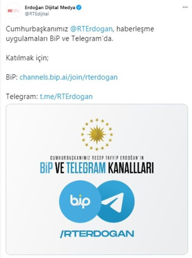 Cumhurbaşkanı Erdoğan, BİP ve Telegram'a katıldı - Resim: 0