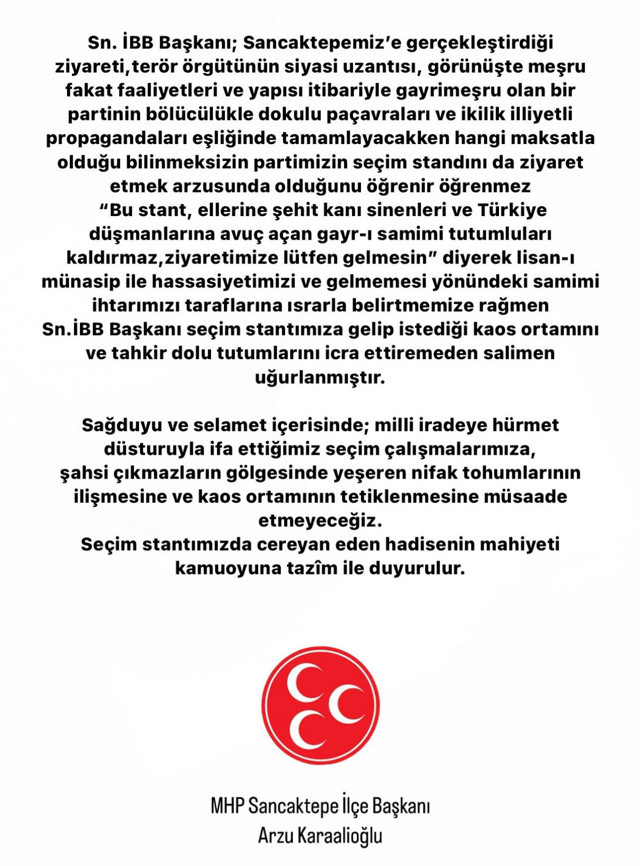 Ekrem İmamoğlu ve MHP'liler arasında gerginlik! MHP İlçe Başkanı Arzu Karaalioğlu: Geri basın... - Resim: 0