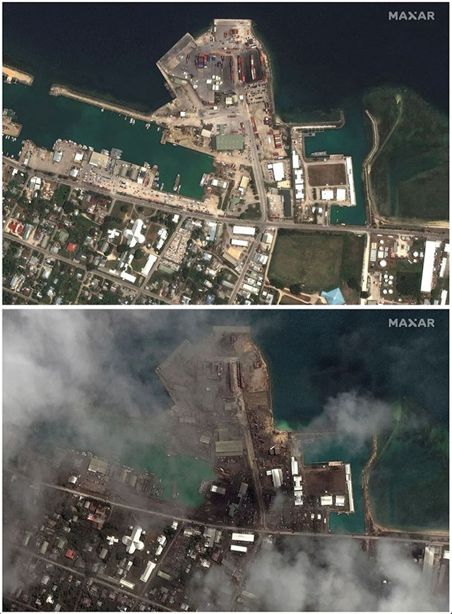 Tonga'da yanardağ patladı adada bazı bölgeler haritadan silindi! İşte o fotoğraflar - Resim: 1