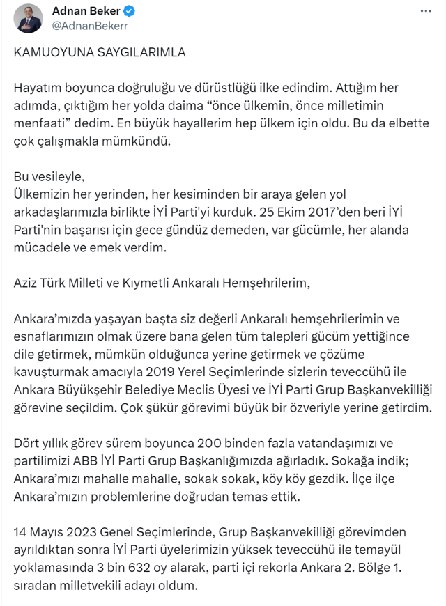 Meral Akşener 'defolup gitsinler' demişti! İYİ Parti Ankara Milletvekili Adnan Beker istifa etti - Resim: 0