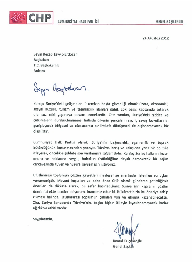 Kemal Kılıçdaroğlu'nun 10 yıl önce Erdoğan'a gönderdiği 'Suriye' mektubu ortaya çıktı - Resim: 0