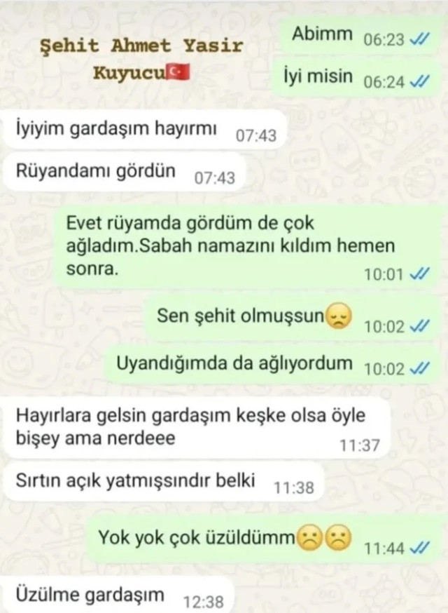 Şehit Ahmet Yasir Kuyucu'nun kardeşiyle son konuşması yürek yaktı! Keşke şehit olsam... - Resim: 0