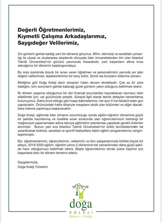 Doğa Koleji mağdurlarına müjde! İTÜ Vakfı'ndan müjdeli maaş açıklaması - Resim: 0