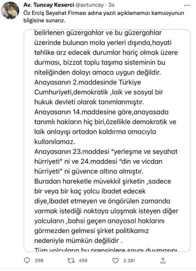 Yolcu otobüsünde 'namaz molası' kavgası! Öz Erciş seyahat kendine 'laiklik'le savundu - Resim: 0