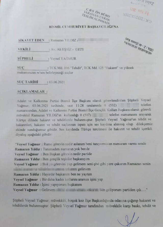 AK Parti Bismil İlçe Başkanı Ramazan Yıldız hakkında suç duyurusu küfürler şoke etti - Resim: 0