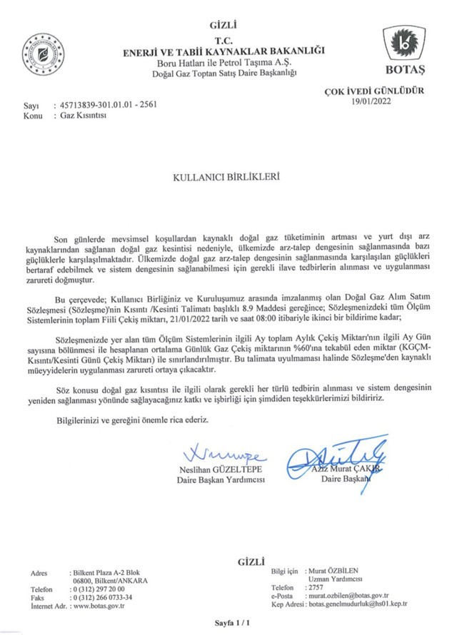 BOTAŞ'tan doğal gaz kesintisi için flaş açıklama Elektrik de kısıtlanacak - Resim: 0